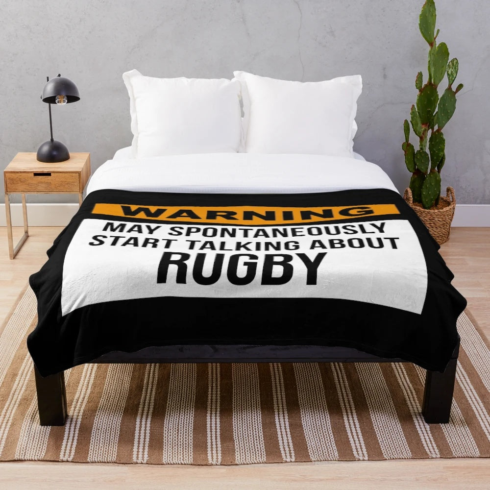 Rugby plush blanket with funny quotes and sayings