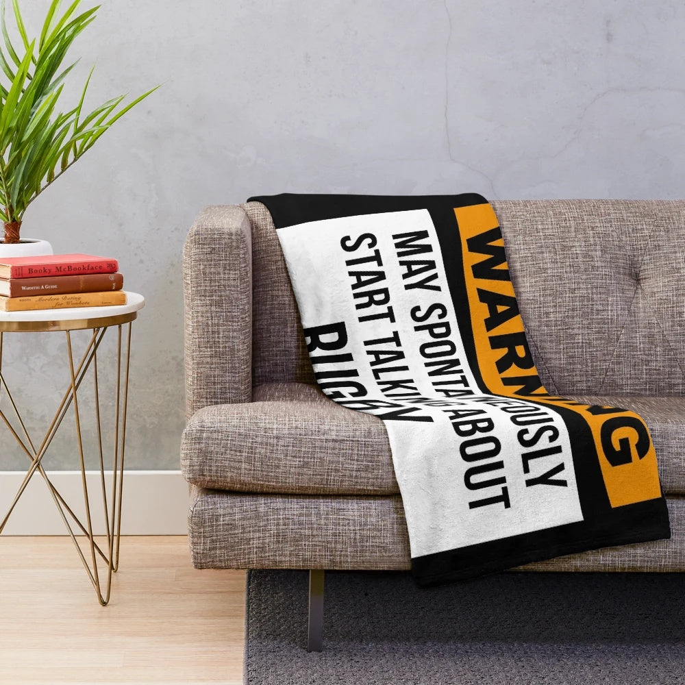 Rugby plush blanket with funny quotes and sayings