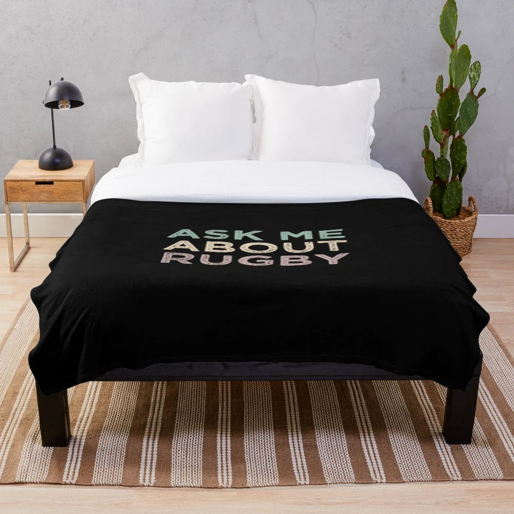 Rugby-themed plush blanket for rugby enthusiasts