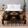 Rust game inspired plush blanket featuring the game's iconic logo and design