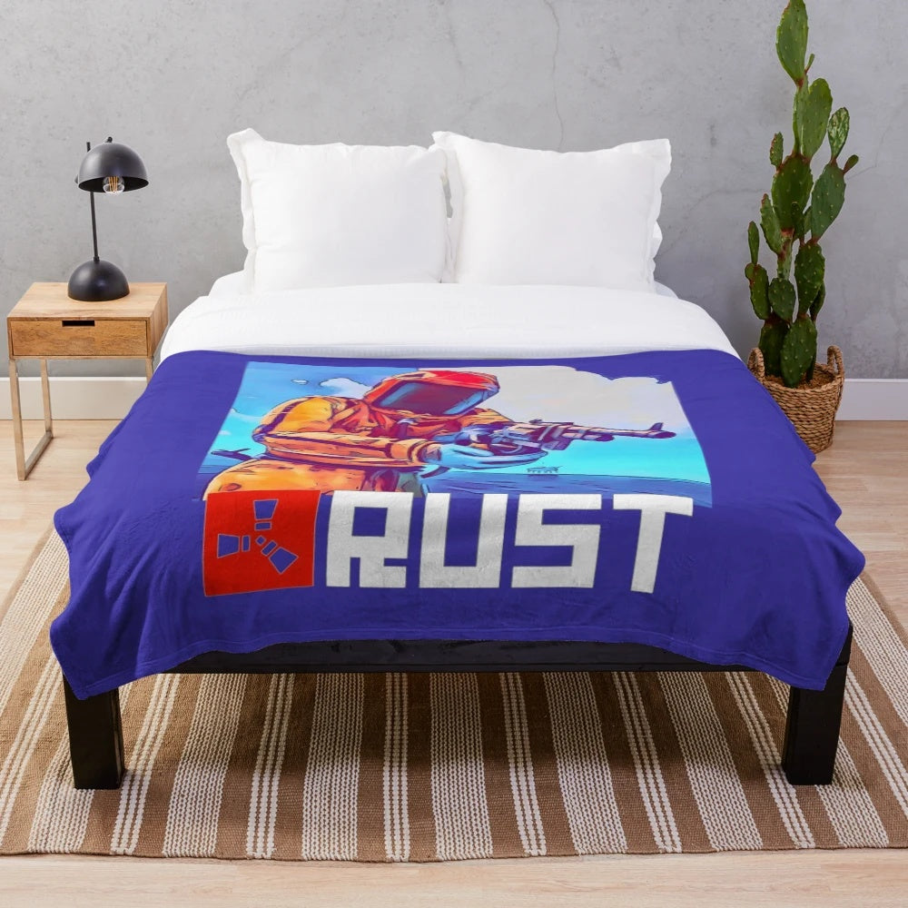 Rust Video Game Inspired Plush Blanket