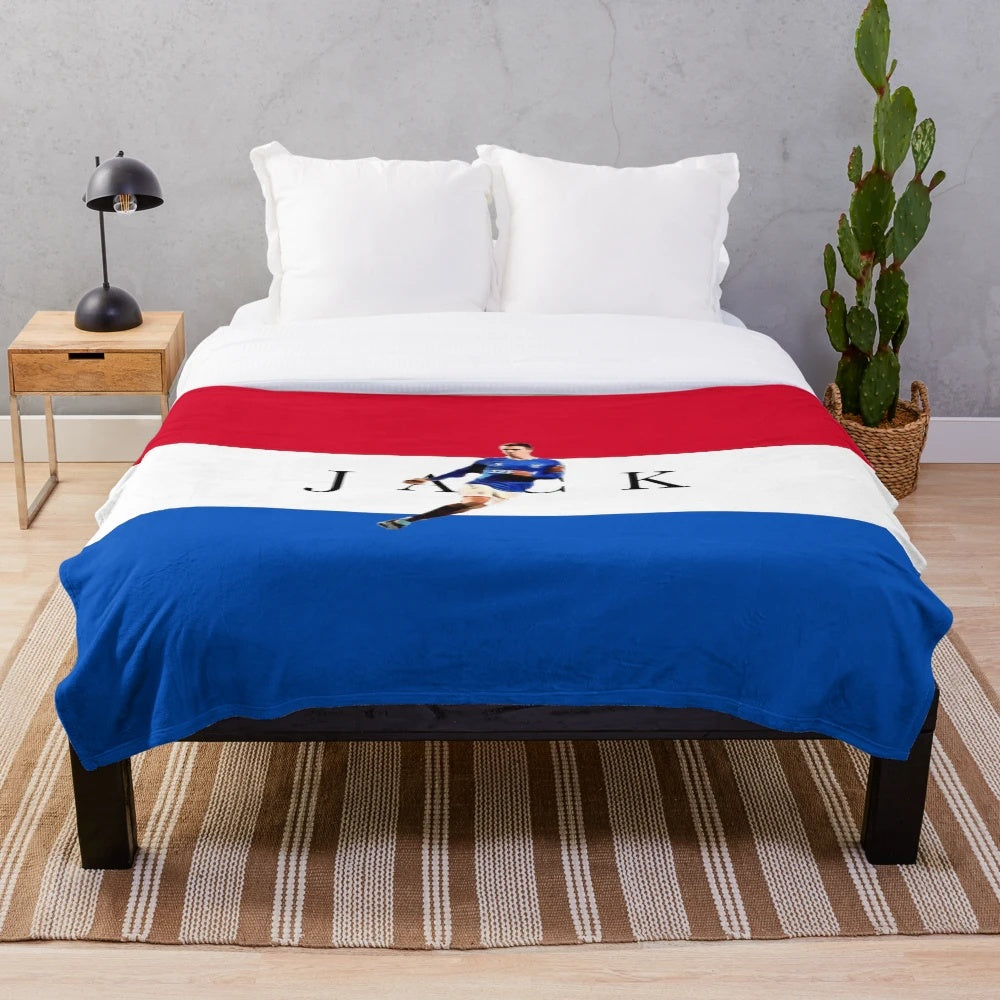 Ryan Jack-inspired plush blanket with the Glasgow Rangers logo