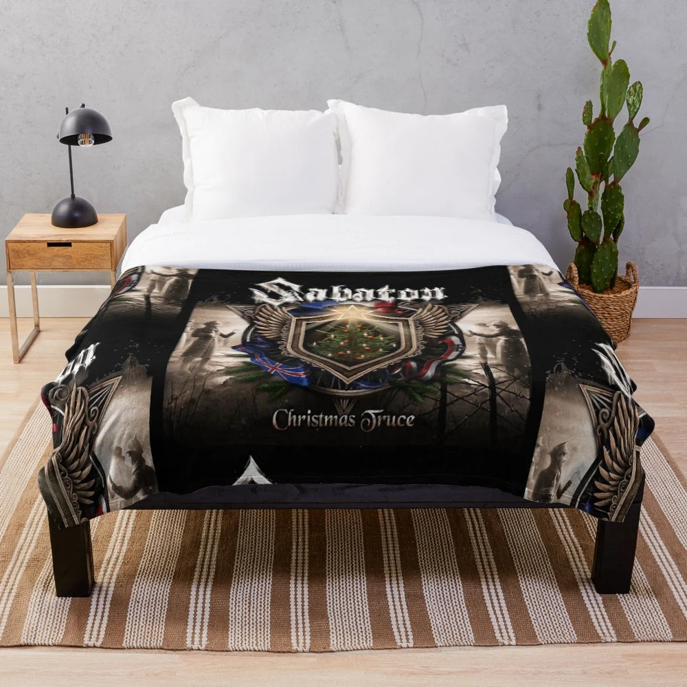 Sabaton-themed plush blanket with soft, high-quality fabric