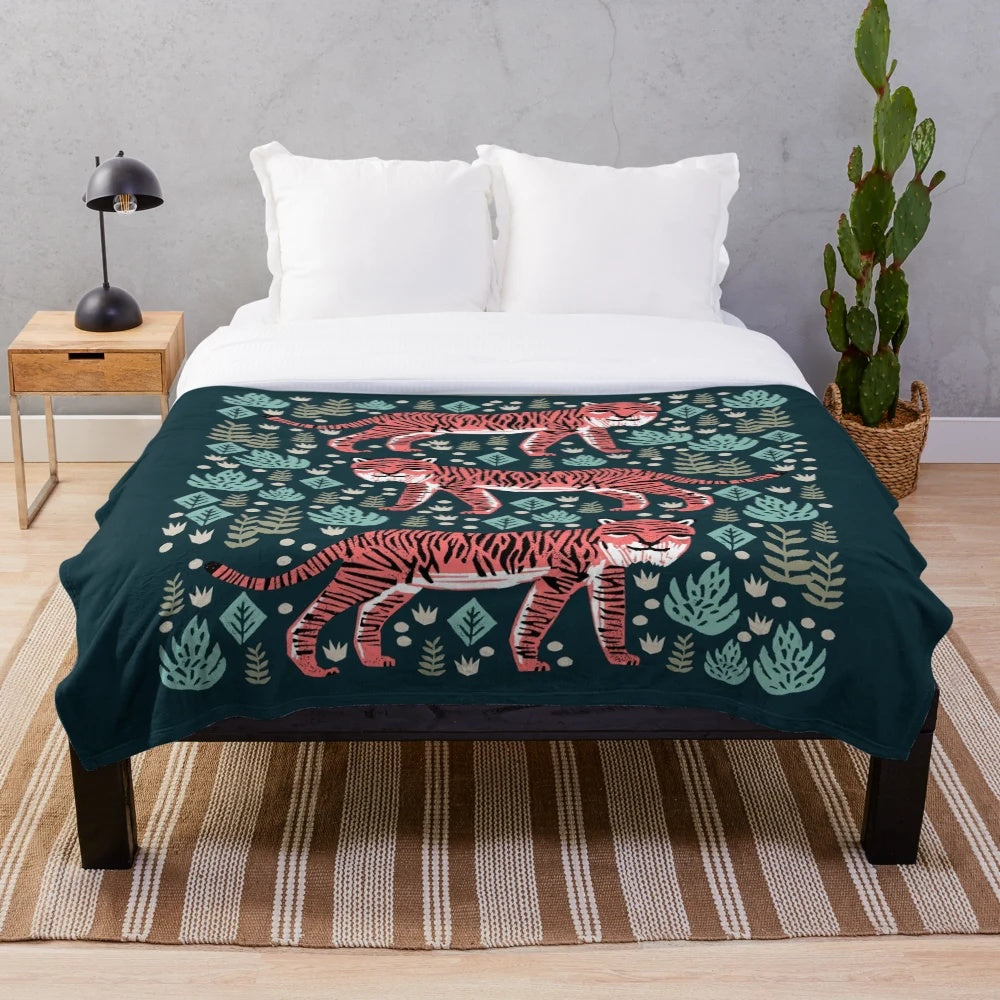 Safari tiger plush blanket