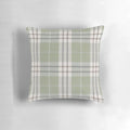 Sage green plaid throw pillow with a relaxed, vintage-inspired design