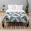 Saint Bernard plush blanket with Christmas wreath