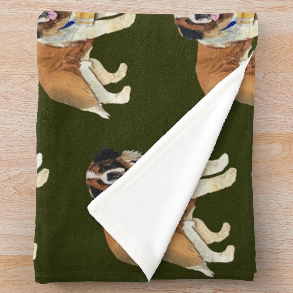 Saint Bernard-inspired plush blanket featuring a realistic, collage-style design