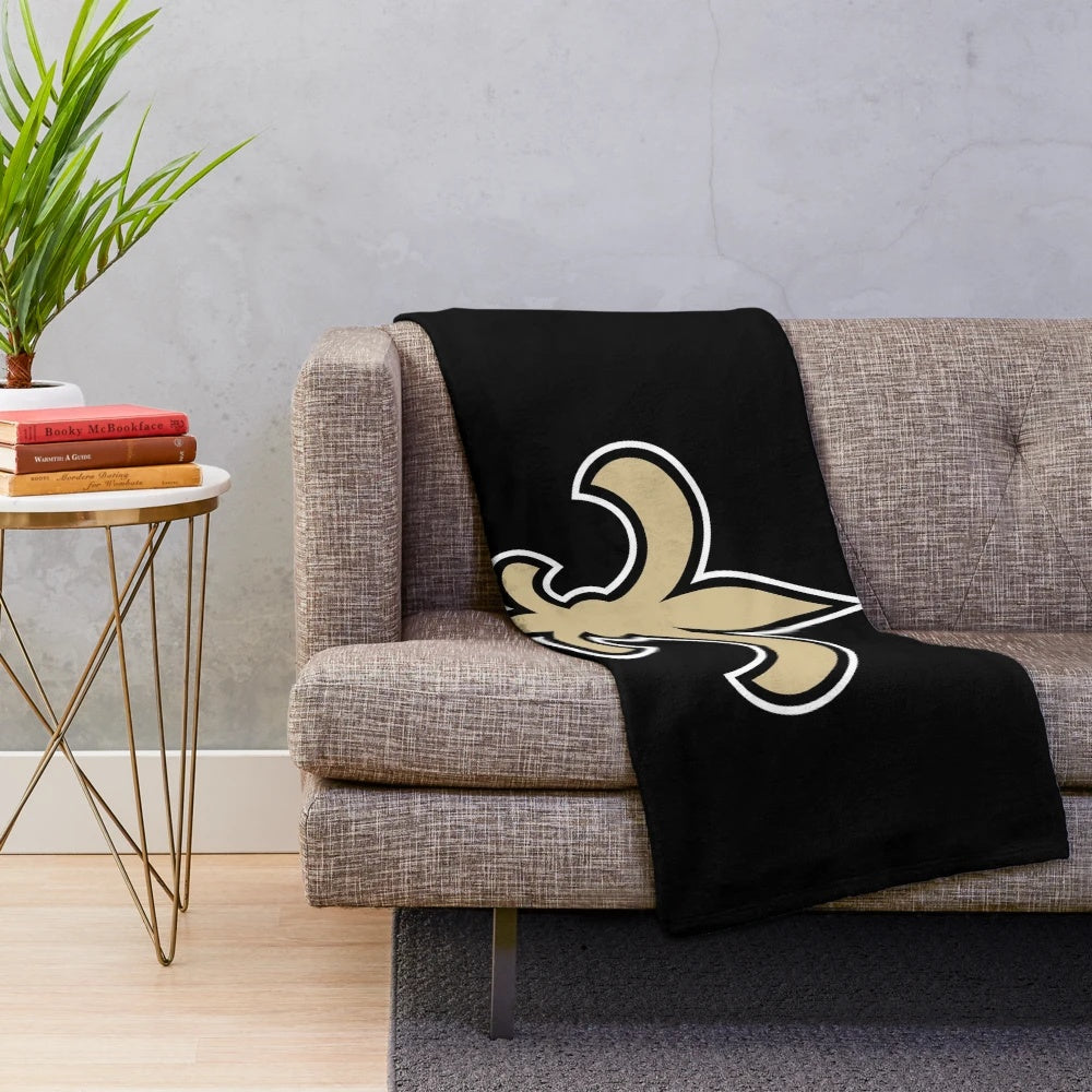 Saints-inspired plush blanket with icon design