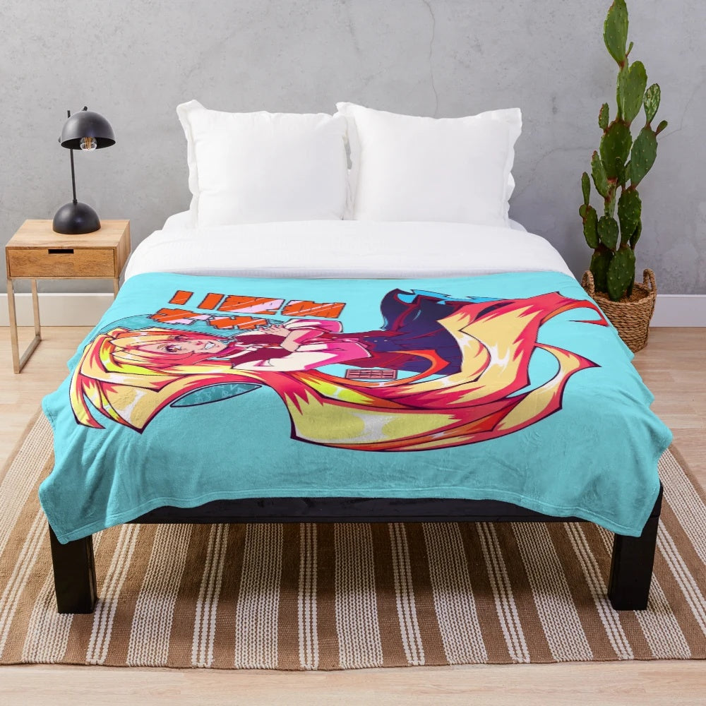 Saki Nikaido from Zombieland Saga printed on a soft and snuggly plush blanket