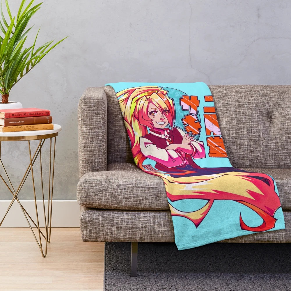 Saki Nikaido from Zombieland Saga printed on a soft and snuggly plush blanket
