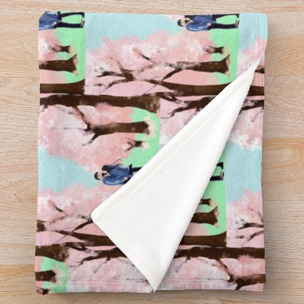 Soft and plush sakura/cherry blossom blanket