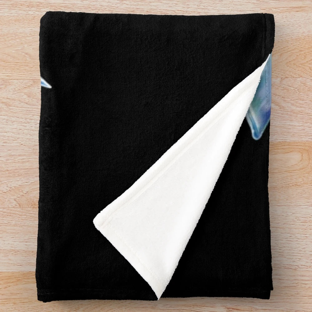 Saltwater fish plush blanket with tuna, marlin, and other marine life
