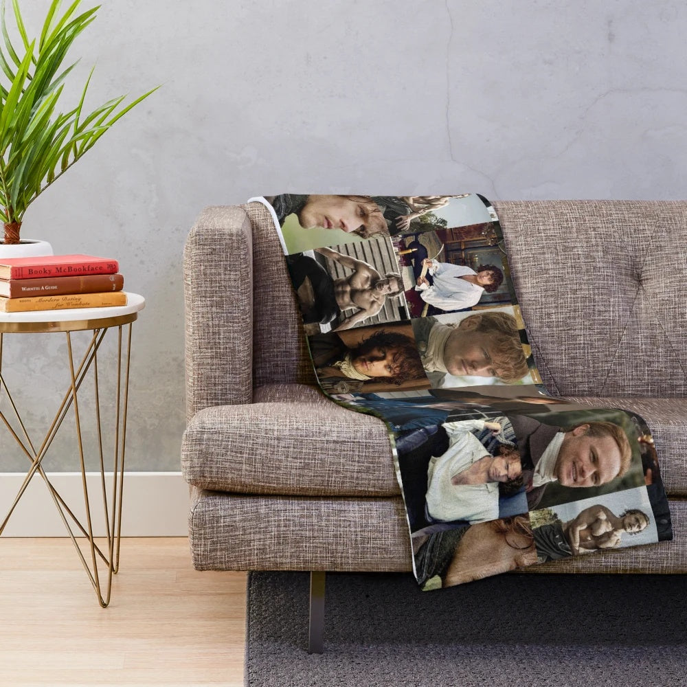 Soft and plush blanket featuring Sam Heughan's character Jamie Fraser from the Outlander series