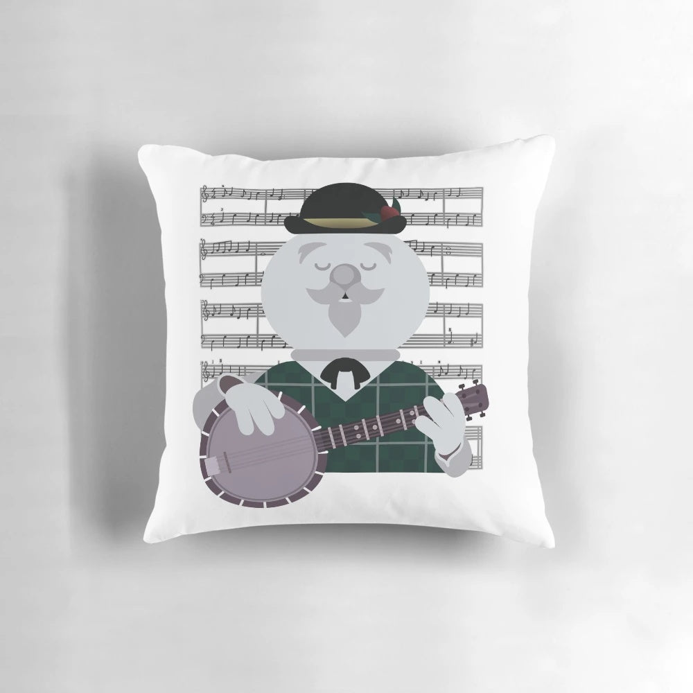 Soft, festive "Sam the Snowman" Banjo Medley-themed pillow