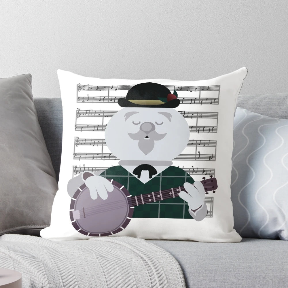 Soft, festive "Sam the Snowman" Banjo Medley-themed pillow