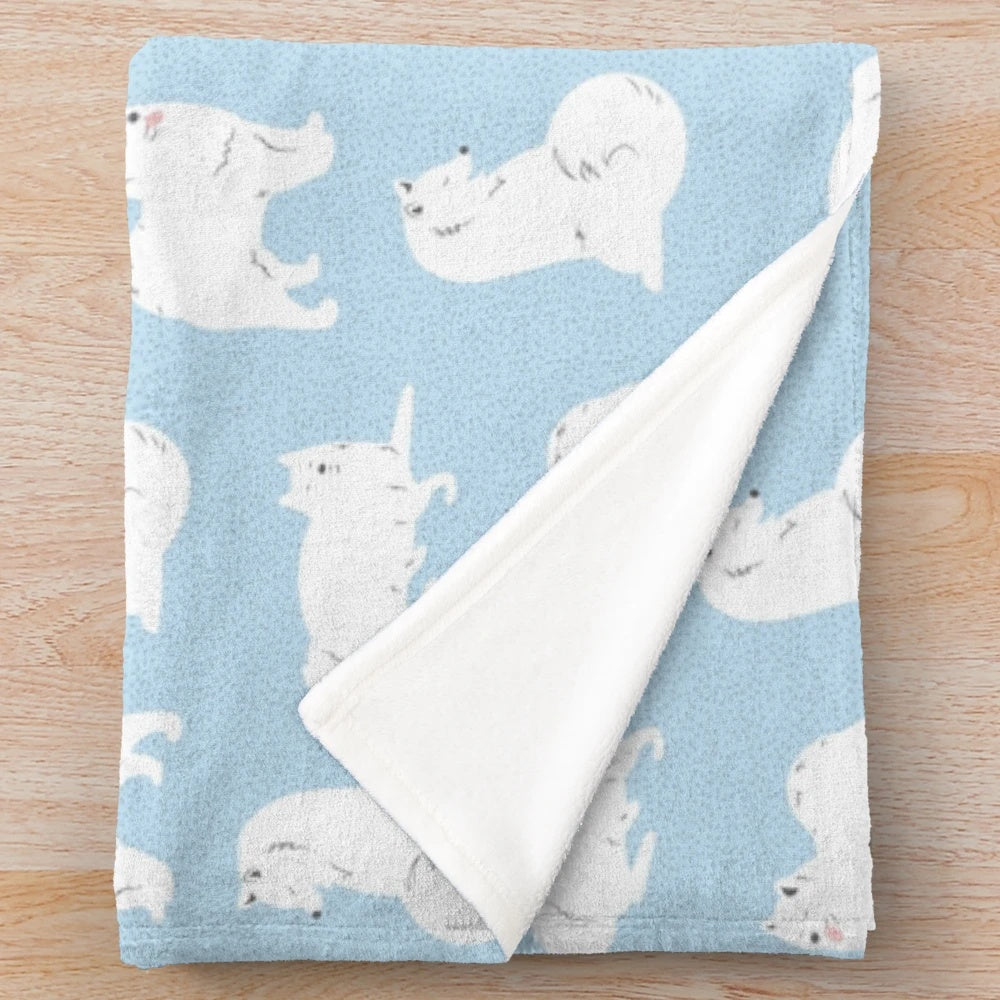 Soft and fluffy samoyed dog print plush blanket