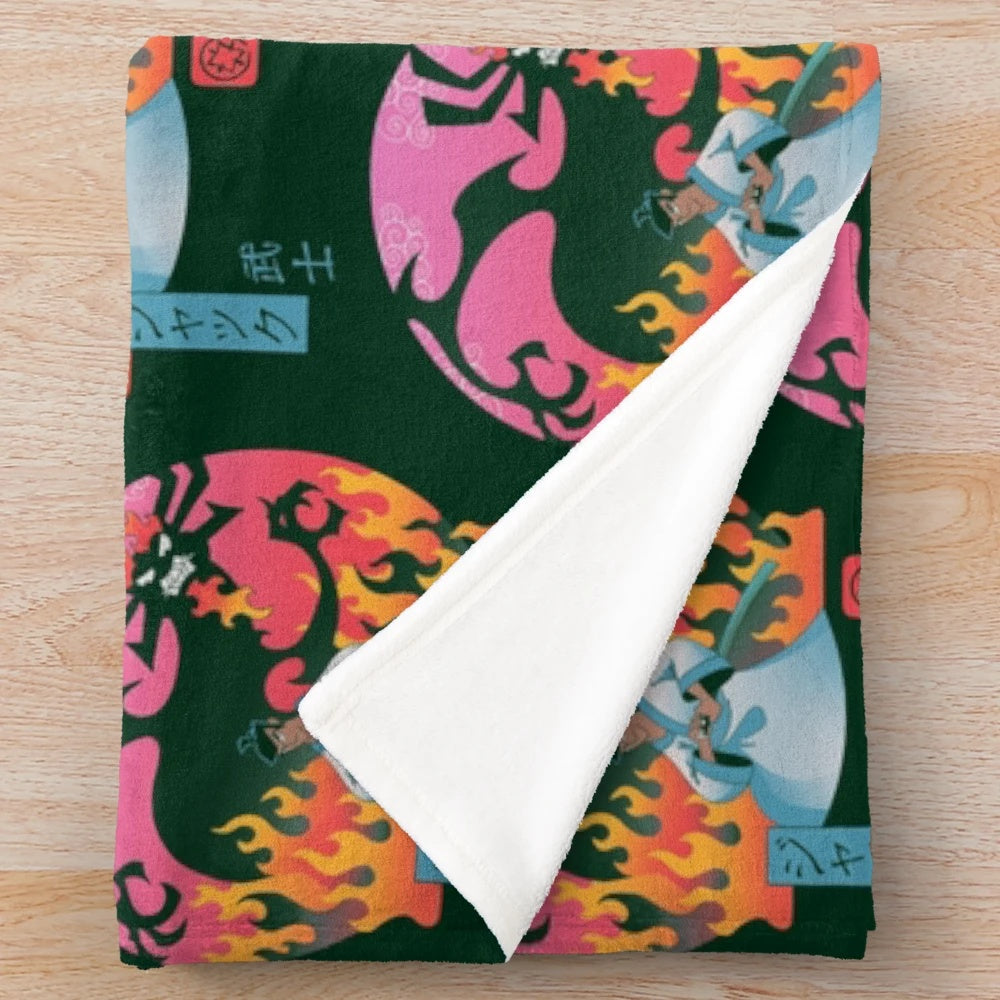 Plush samurai jack inspired blanket
