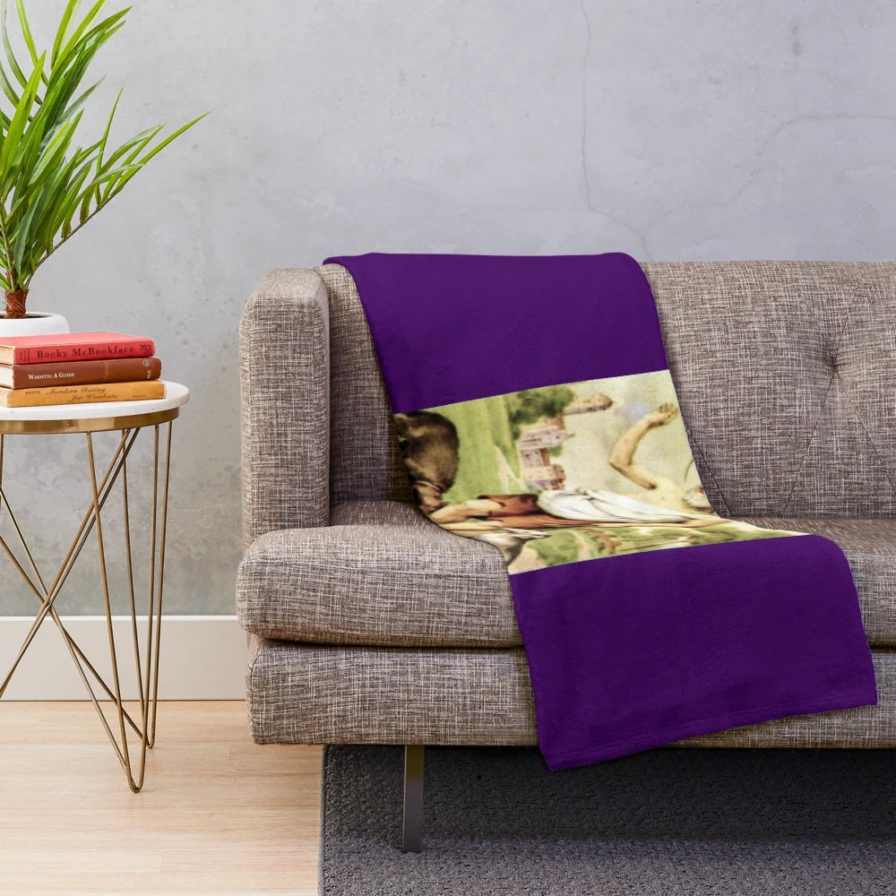 San Lazaro inspired plush blanket with religious symbols and cultural motifs