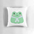 Soft, huggable plush pillow featuring Patton, the 'Sanders Sides' character representing morality, in the shape of a friendly frog.
