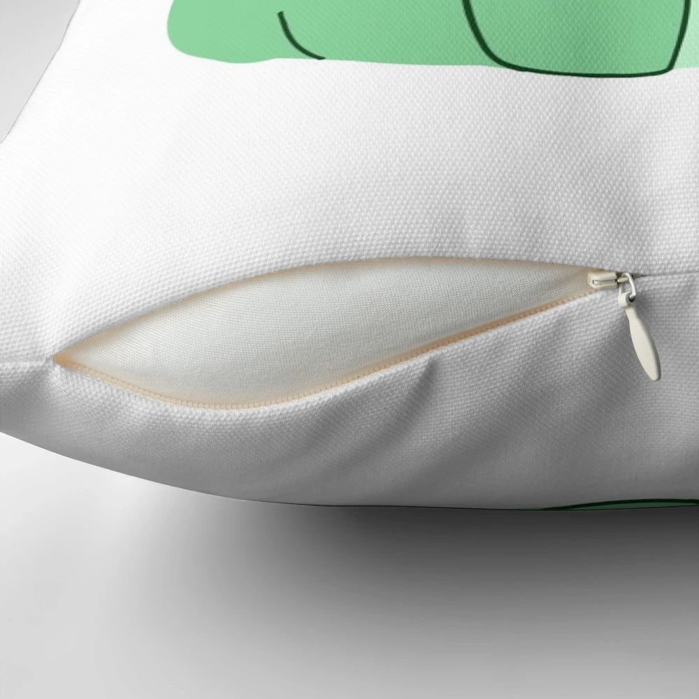 Soft, huggable plush pillow featuring Patton, the 'Sanders Sides' character representing morality, in the shape of a friendly frog.