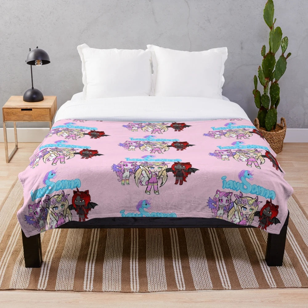 Soft and cuddly plush blanket featuring Sanna the unicorn character