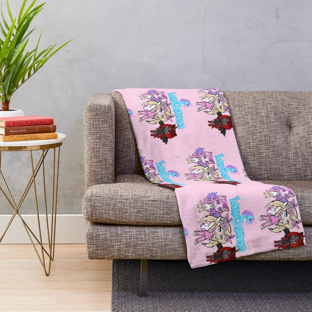 Soft and cuddly plush blanket featuring Sanna the unicorn character