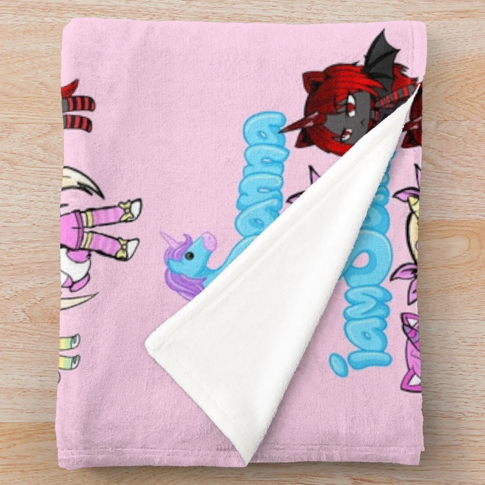 Soft and cuddly plush blanket featuring Sanna the unicorn character