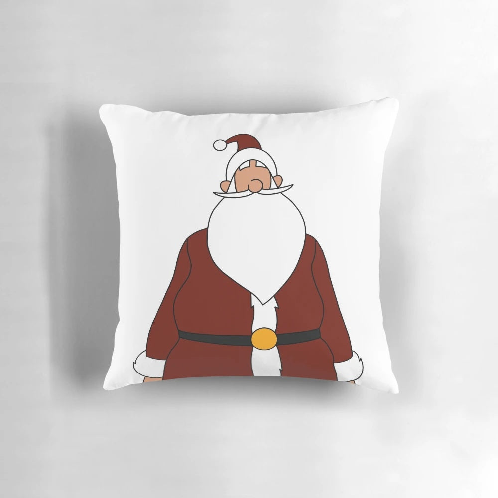 A soft, plush pillow featuring a whimsical Santa Claus design, perfect for adding a touch of holiday cheer to your living space.