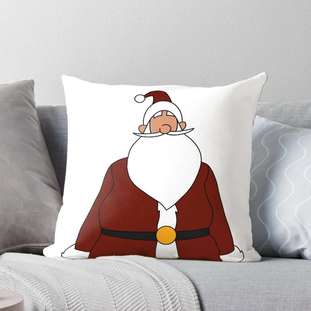 A soft, plush pillow featuring a whimsical Santa Claus design, perfect for adding a touch of holiday cheer to your living space.