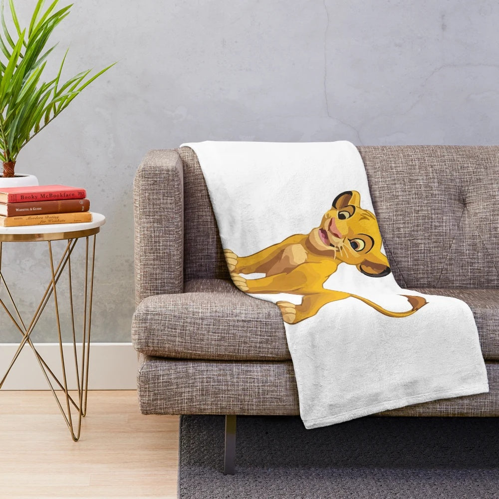 Soft and cuddly Simba plush blanket perfect for a cozy night