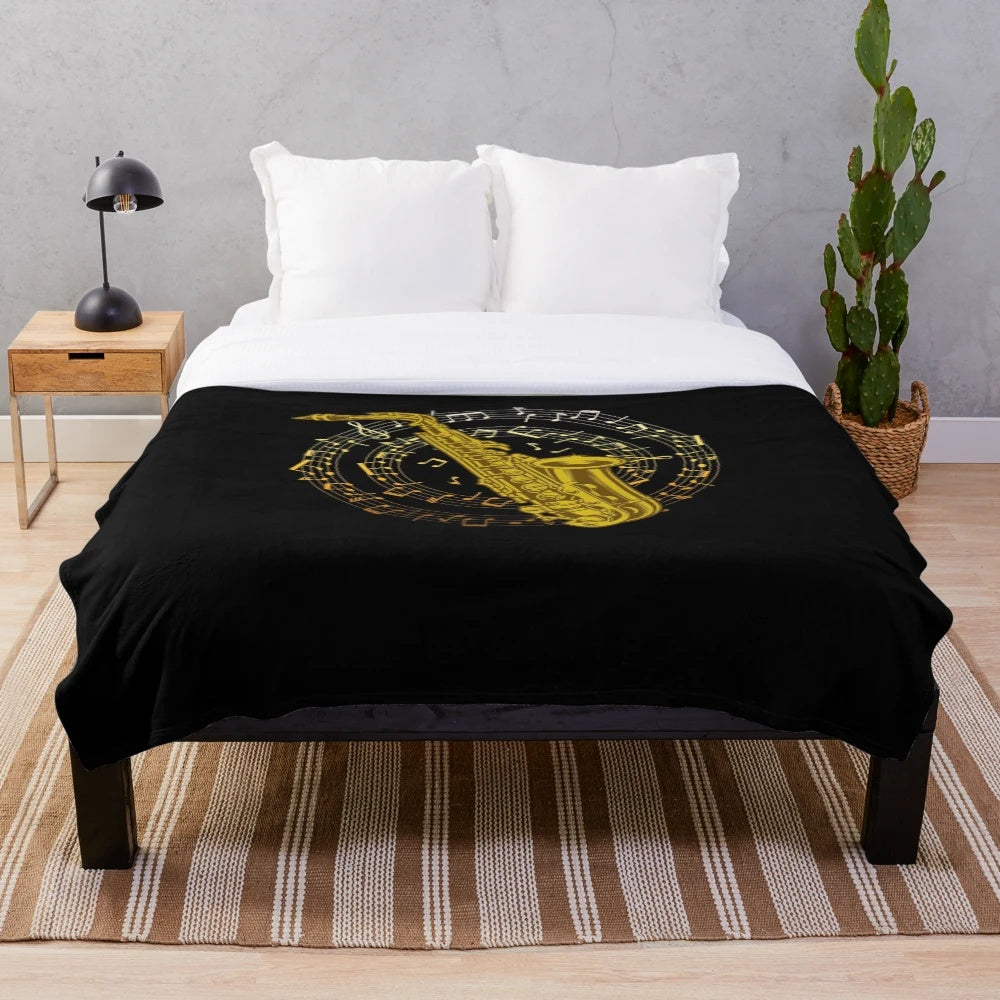 Soft and cuddly saxophone plush blanket