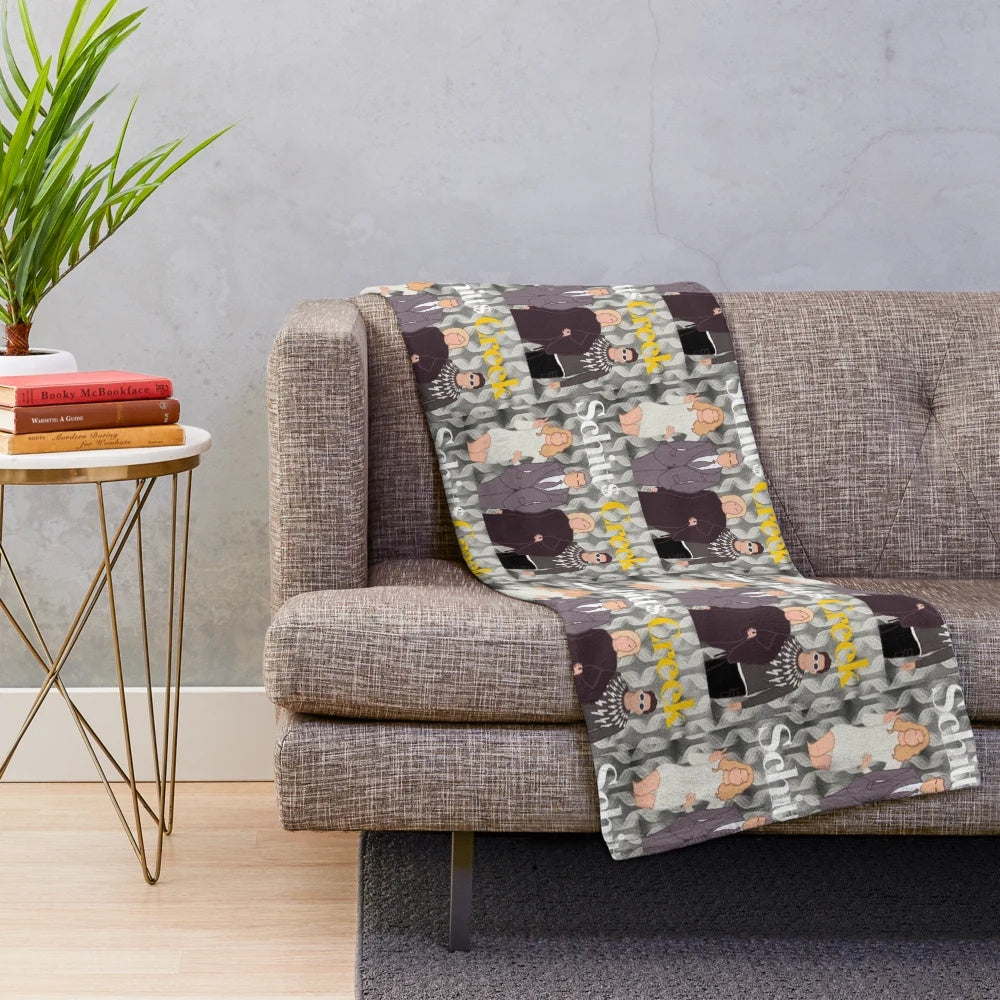 Schitt's Creek inspired plush blanket featuring the beloved characters from the hit comedy TV show