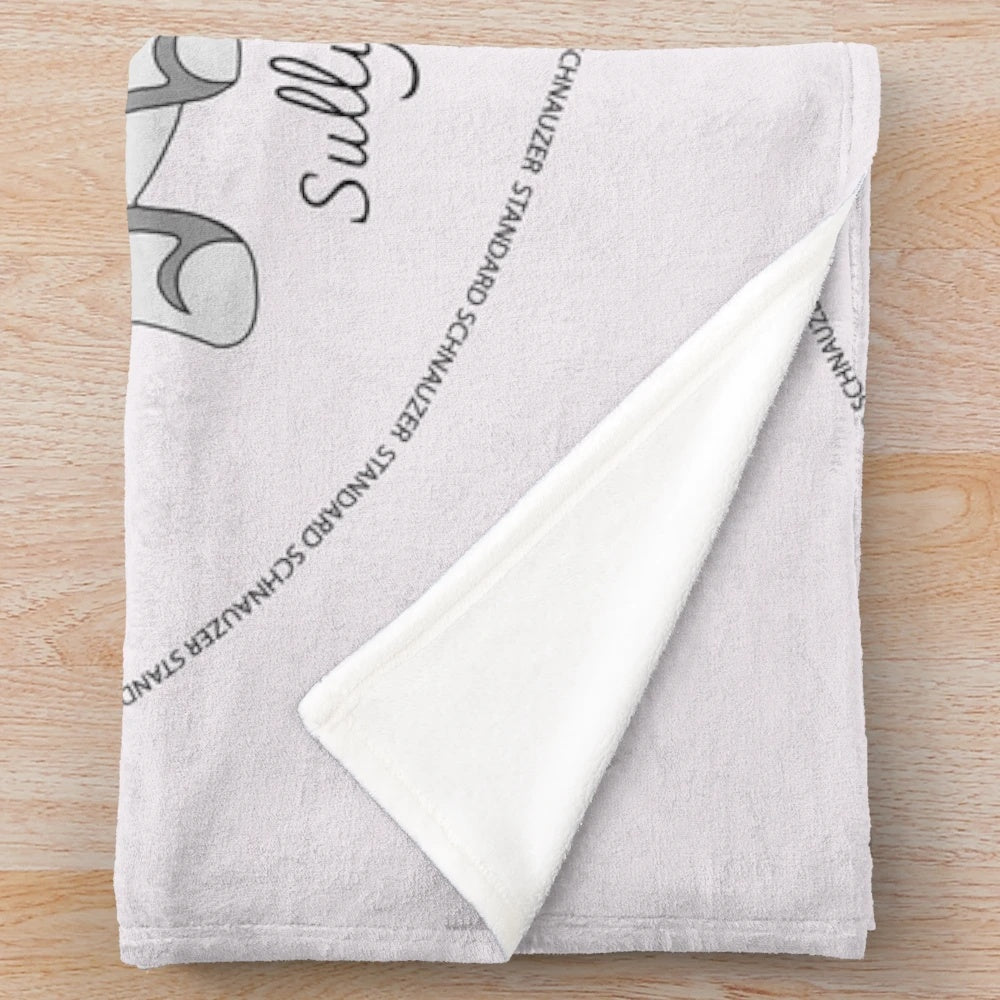A soft and cuddly plush blanket featuring a cute standard schnauzer design, perfect for dog lovers.