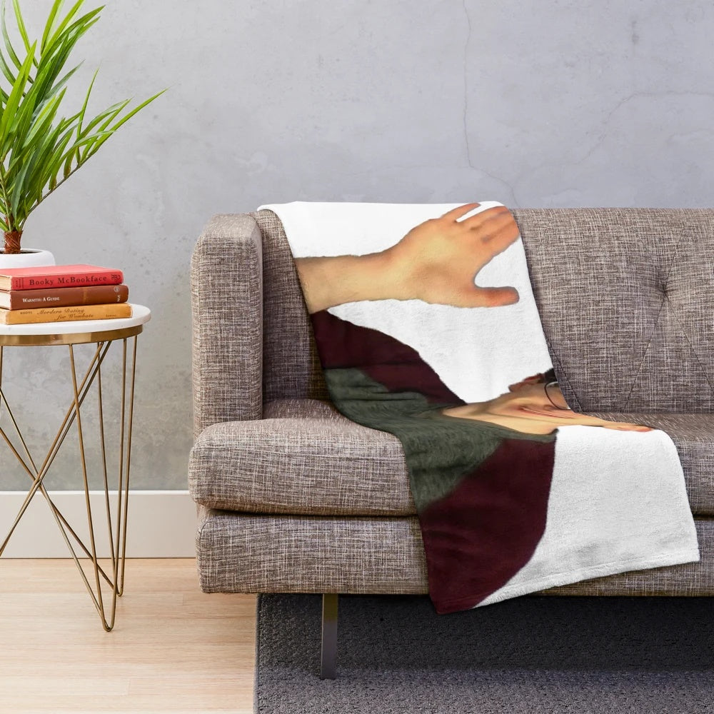 Image of a soft, plush blanket featuring the popular YouTube gaming creator, Scott the Woz.