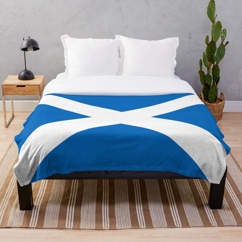 Soft plush blanket featuring the iconic Scottish flag design
