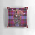 Soft and cuddly Scottish Highland Cow 'Tartan Bolly' plush pillow with a unique galaxy and tartan pattern design.