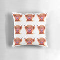 Soft, plush pillow featuring a Scottish Highland hairy cow painting in vibrant colors