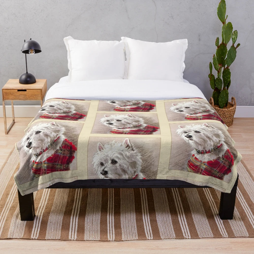 Scottish Highland Westie Dog Plush Blanket