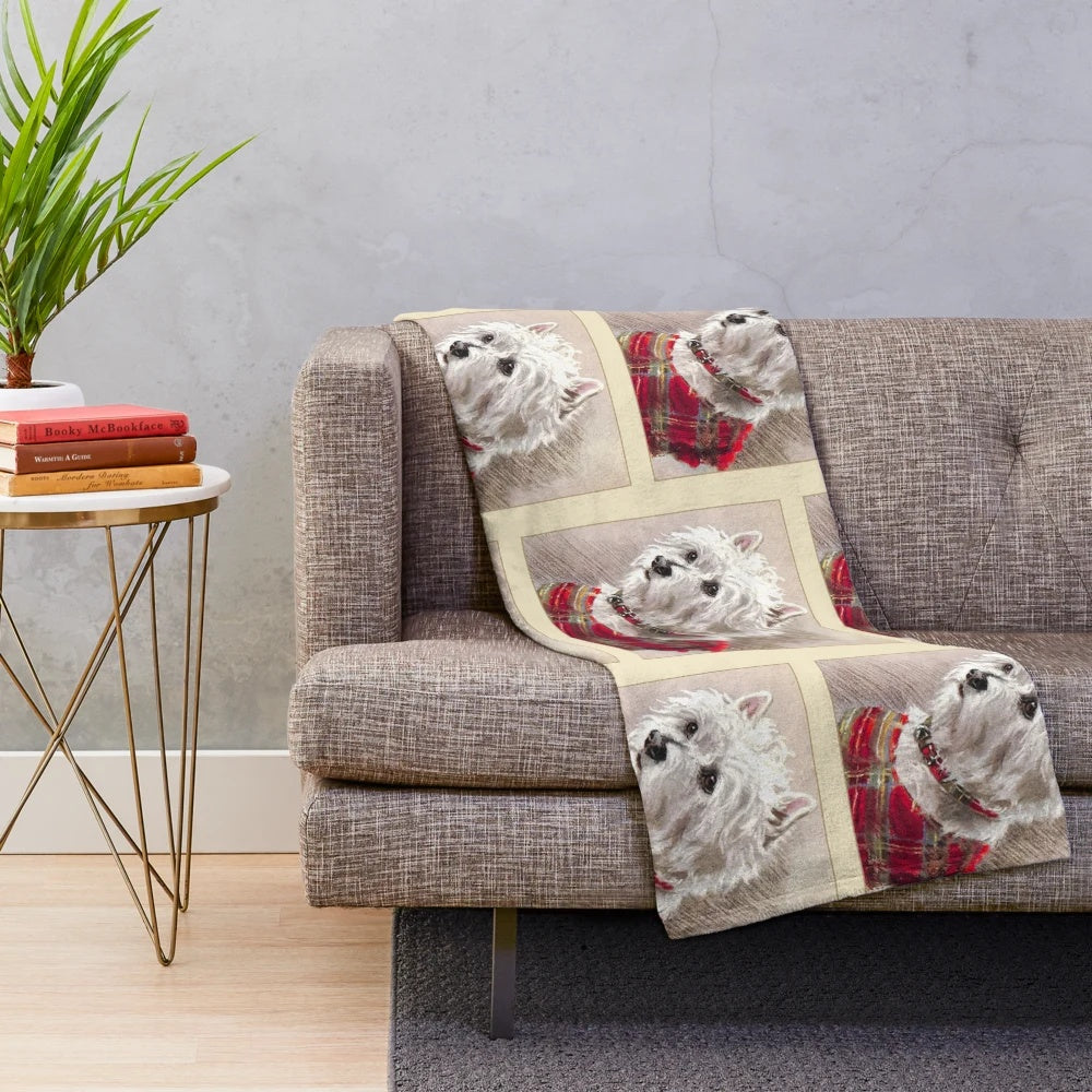 Scottish Highland Westie Dog Plush Blanket