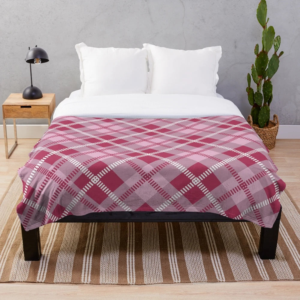 Soft, plush Scottish plaid blanket in classic tartan pattern