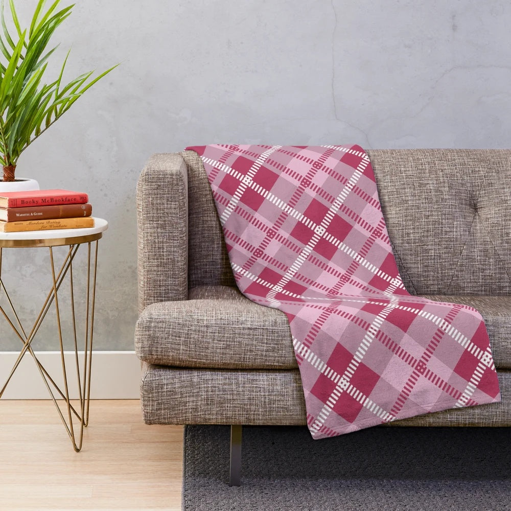 Soft, plush Scottish plaid blanket in classic tartan pattern