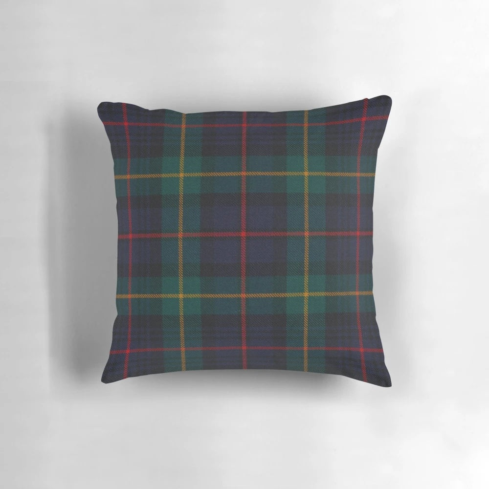 Soft, plush pillow featuring the classic Farquharson Scottish tartan pattern.