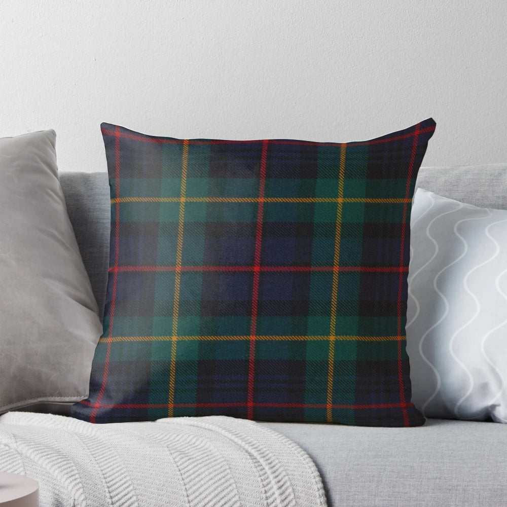 Soft, plush pillow featuring the classic Farquharson Scottish tartan pattern.