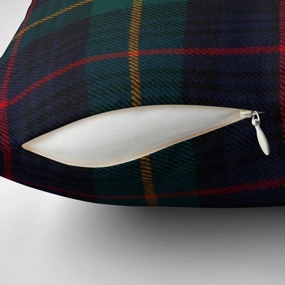 Soft, plush pillow featuring the classic Farquharson Scottish tartan pattern.