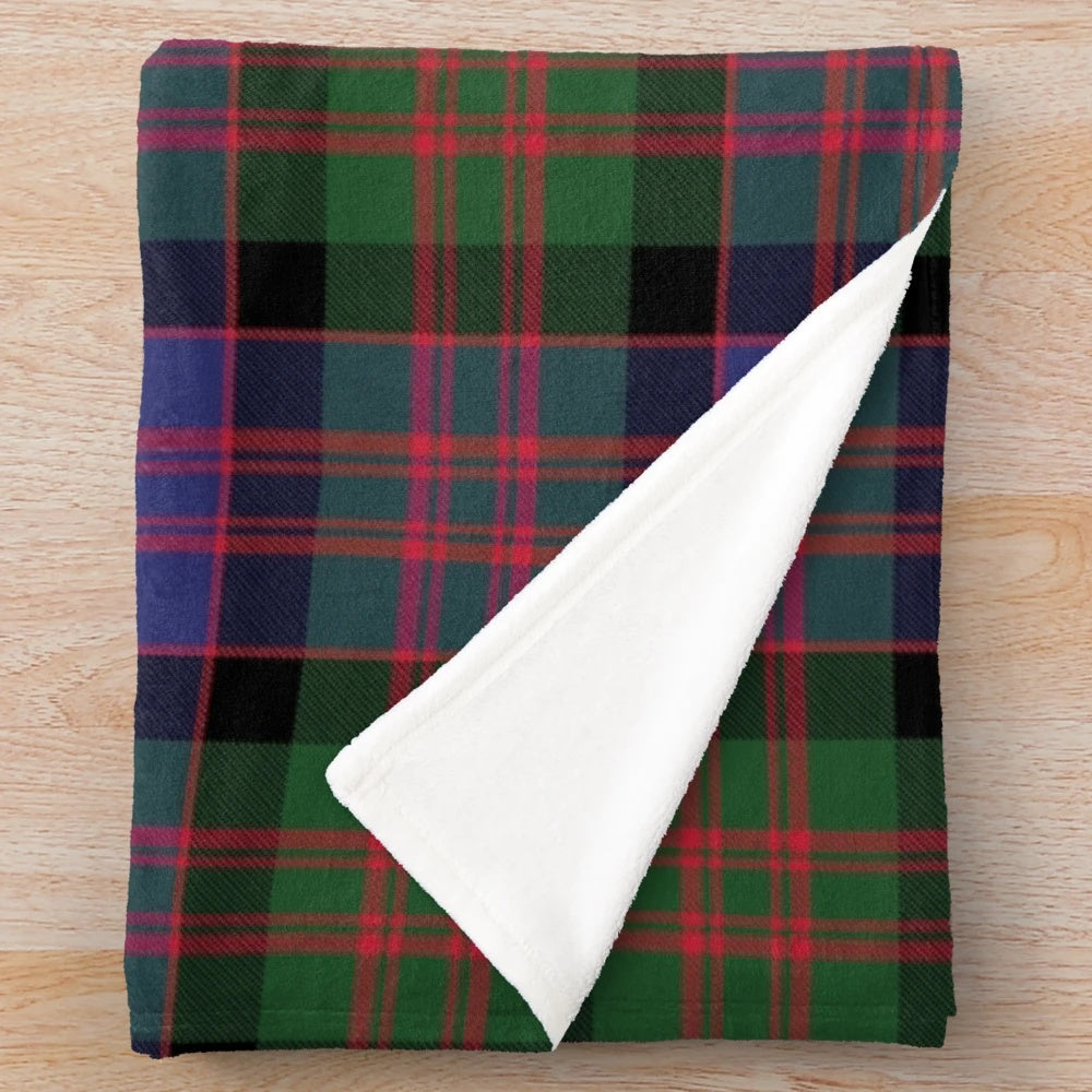 Soft and warm plush blanket featuring the MacDonald and McDonald clan tartan pattern