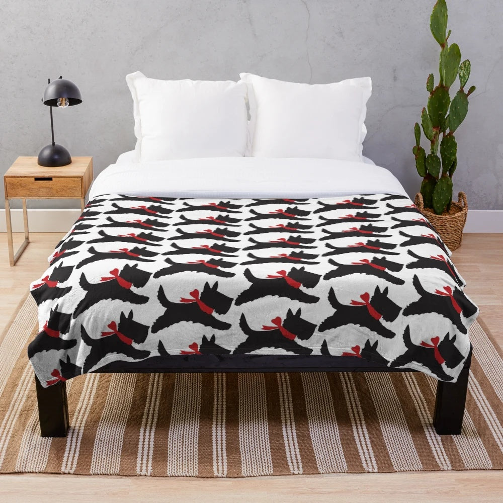 Soft and cuddly Scottish Terrier plush blanket