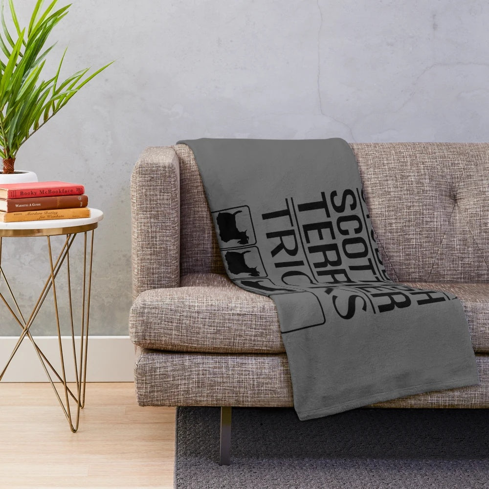 Scottish Terrier plush blanket with funny dog silhouette design
