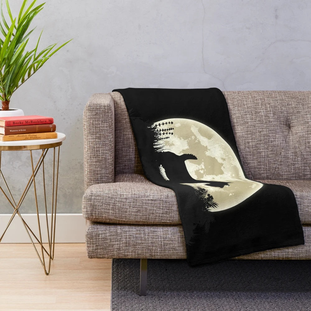 Soft plush blanket featuring a Scottish Terrier dog silhouette in front of the moon