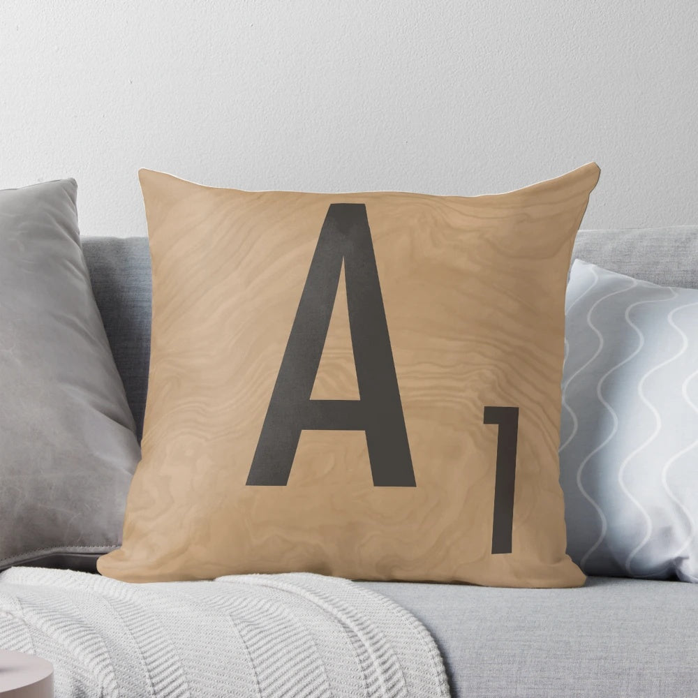 Soft, plush pillow featuring vintage Scrabble tiles