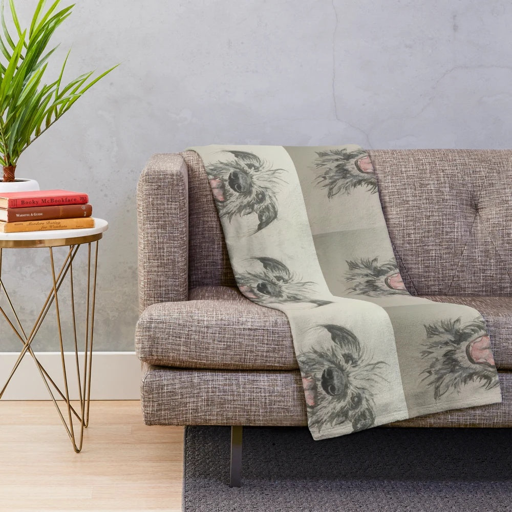 Scruffy lurcher plush blanket for pet owners and sighthound art enthusiasts